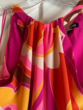 Express Hot Pink & Multicolor Abstract Print Dress